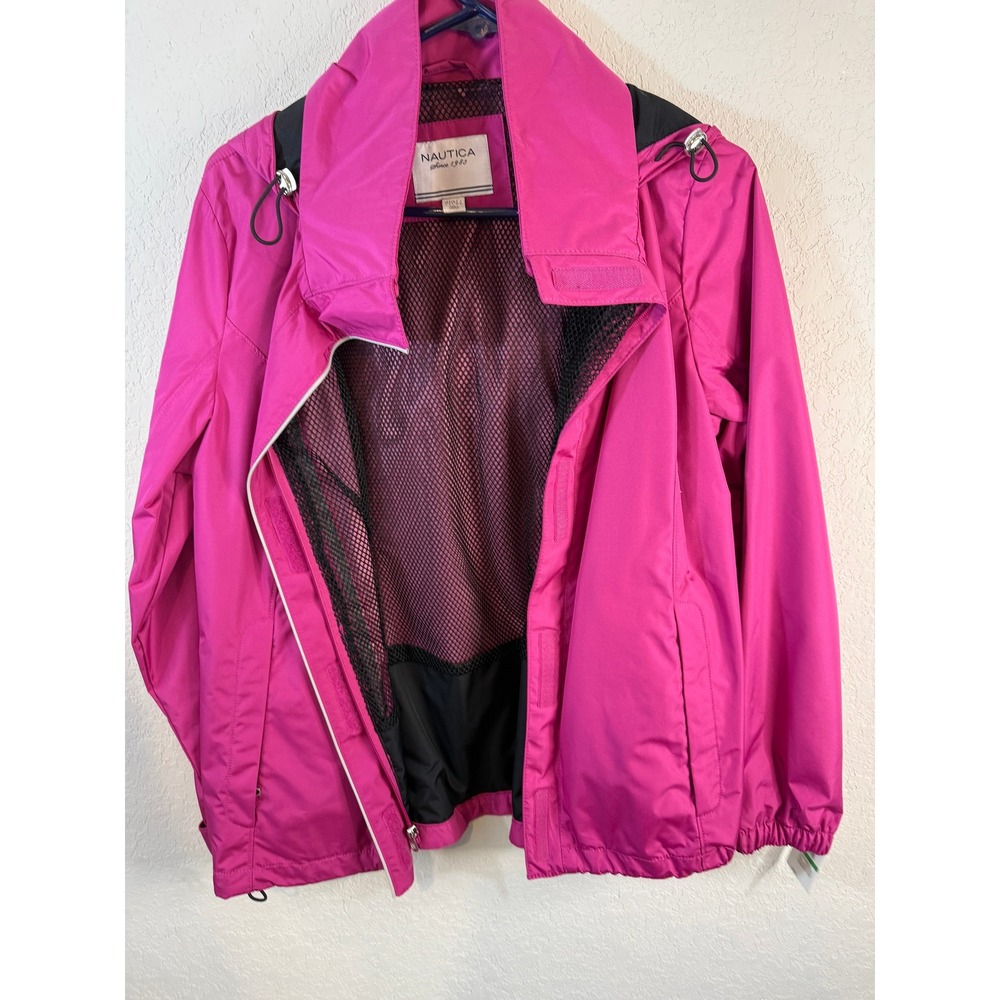 NWT NEW Nautica Women's Magenta Berry ‎ Hooded Windbreaker Jacket Size L